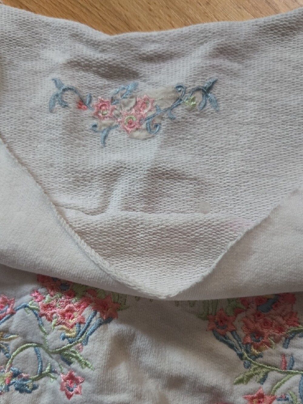 Girls White Long-Sleeve Top with Pink Floral Heart Embroidery - Picture 2 of 4